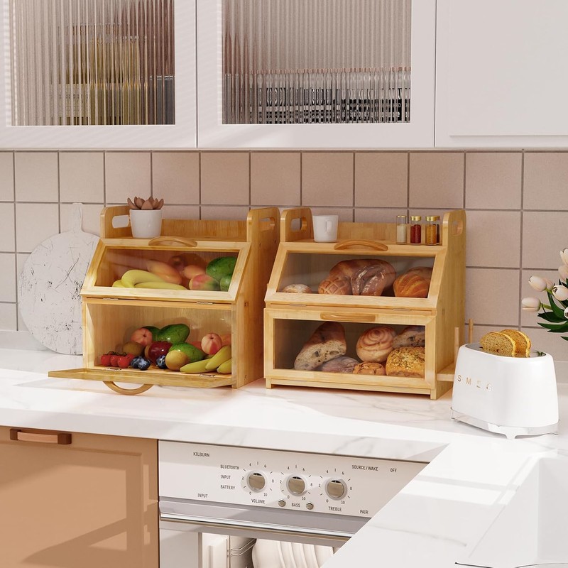BAMBANG Extra Large Bread Box, Double Layer Bread Box for