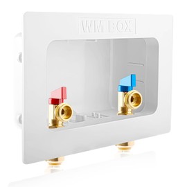 AquaNeurk Washing Machine OutLet Box With Brass Valve, 1/2 Inch Push-Fit Inlet x 3/4 Inch MHT Outlet, Push-to-Connect Center Drain Laudry Box