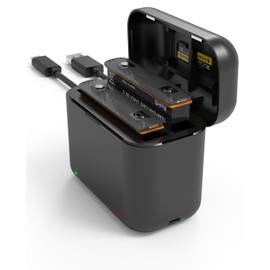 Lithbase 2 Packs 1800mAh 360 X3 Batteries & Fast Charger Hub Compatible with Insta360 X3 Camera, Battery Charger Storage Station with 2-Channel and Misro SD Card, LED Indicator, Safe and High-Capacity