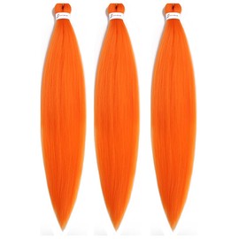 BALINGHAIR Pre-Stretched Braiding Hair Orange Braids Hair Extensions 26 Inch(Orange-3Pcs)