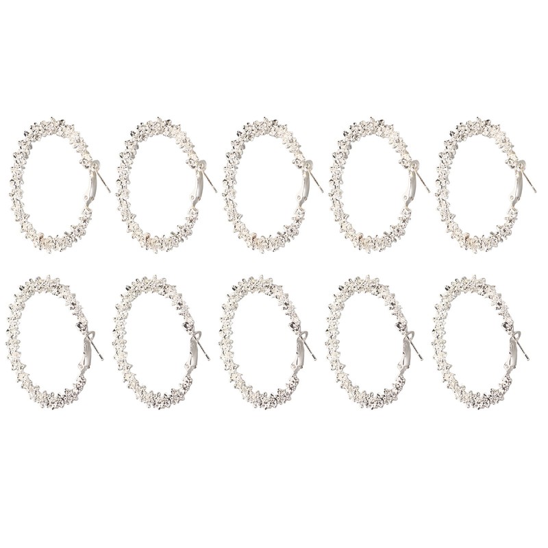 5 Pair Silver Hoop Earrings Retro Simple Lightweight Zinc Alloy