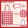 JarThenaAMCS 100Pcs Gingham Kraft Paper Bags With Handles Red White