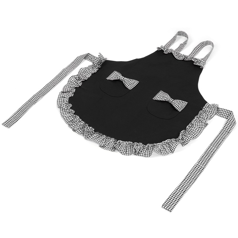 Bowknot Apron Multifunctional Cooking OilProof Waterproof Antifouling Apron for Kitchen(Black