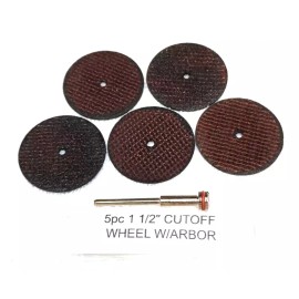 PTC CUT OFF WHEELS 5 PC. 1-1/2" WITH MANDREL 1/8" SHANK USE ON PLASTIC, SOFT METAL