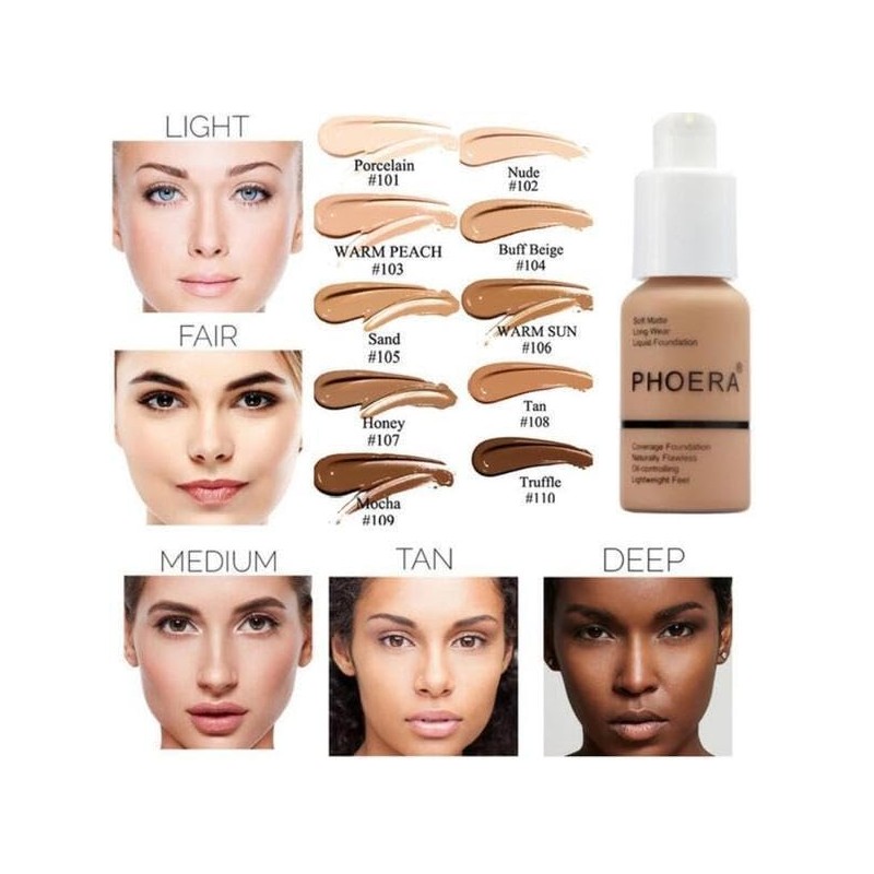 Mupkins Phoera Matte Foundation Full Coverage – 30ml Oil Control