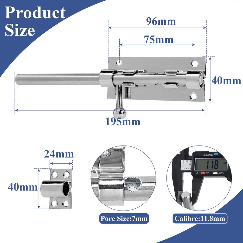 EFUTURETIME 2 x Door Bolt Sliding Bolt 20 cm (8