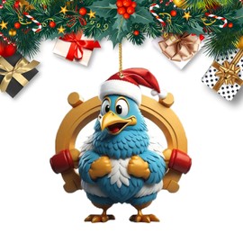 Christmas Ornaments Chicken, Christmas Hat Chicken Hanging Pendant Funny Christmas Ornament 2024, Acrylic Christmas Tree Decoration Animal Pendant for The Home Indoor Party Xmas Gift Garden Yard