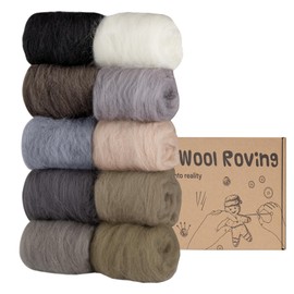 Homewit Wool for Felting Wool 10 Colours 10 g Each Felting Wool Dry Felting and Felting Wool Wet Felting Fairy Tale Wool Sheep Wool Set for Starter DIY Wool Crafts