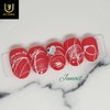Red Drawing Handmade Nail Tips - Long Almond / 레드드로잉
