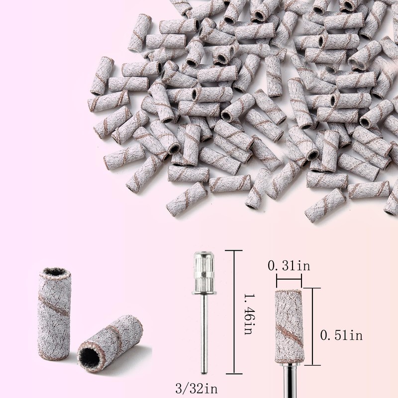 100Ps Small Sanding Bands for Nail Drill, 180/240 Fine Grit