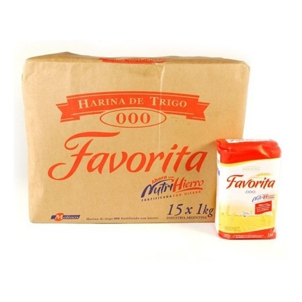 Favorita Coarser 000 Wheat Flour Harina with Vitamins Excellent for Cooking and Baking Wholesale Bulk Box, 1 kg / 2.2 lb (15 count per box)