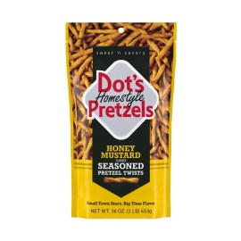 Dots Homestyle Pretzels 🟡 New Dot's Homestyle Pretzels Honey Mustard Seasoned Sweet Twists Bag 16oz