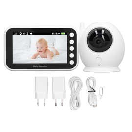 Baby Monitor 360 Degree Rotation 4.3inch LCD Screen 8 Lullabies Infrared Night Vision Two Way Talk Baby Camera 100‑240V EU Plug