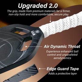 KASACA Premium Pickleball Paddle 3K + T700 Carbon Fiber, 16mm Thickness, Air Open Throat, Enhanced Spin & Control, Edgeless Design with Edge Tape, Durable & USAPA Approved (Aero Swift 2.0)