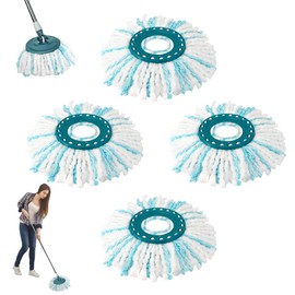 Sprifityy Set of 4 Replacement Heads, Floor Mop Replacement Cover, 2 Fibre System, for Leifheit Clean Twist/Leifheit Clean Twist M Disc Mop Micro Set, Efficient Water Absorption, Strong