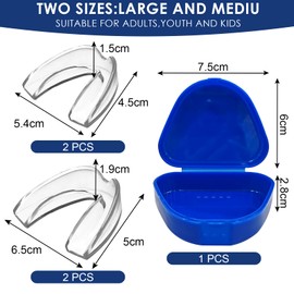 Pack of 4 in 2 Sizes Bite Splint Teeth Grinding Mouth Guard for Teeth Grinding, Reusable, Effective Snoring Stopper for Reduces Teeth Splint Grinding and Improves Sleep Quality, Unisex