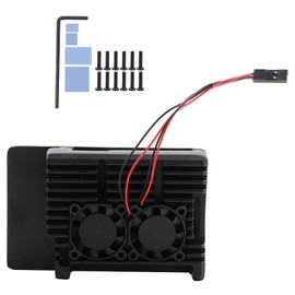 Aluminum Case with Dual Fan Cooling Shell for Raspberry Pi 4B Computer AccessoriesDual Fan Aluminum Alloy Shell