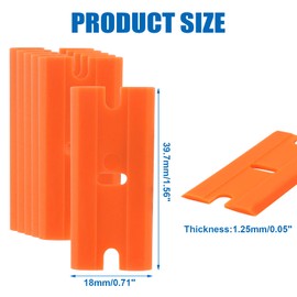 Litoexpe 100 Pcs Double Edged Plastic Blades, Replacement Blades Safety Glass Scraper Plastic Razor for Removing Decals Adhesive Residue Glass Cleaning (Orange)