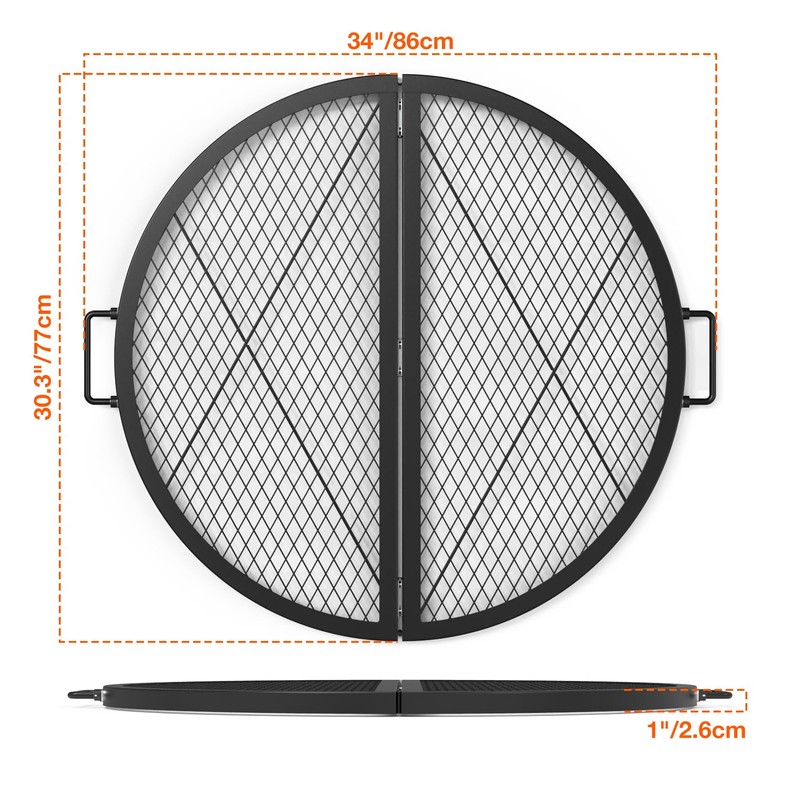 only fire X-Marks Fire Pit Cooking Grate, Foldable Round Grate
