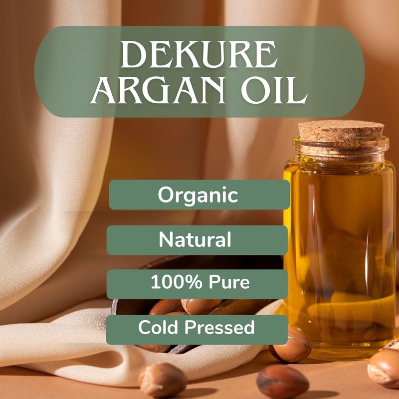 Dekure Argan Oil, 100% Pure Organic Cold-Pressed, 120ml, For Hair
