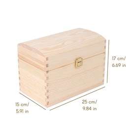Creative Deco Wooden Storage Box Unpainted with Lid | 25 x 15 x 17 cm | Small Keepsake Treasure Chest Trunk | Perfect Memory Box for Arts & Crafts or as an Easter Gift Box for Christmas