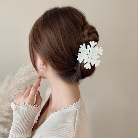 Christmas Snowflake Hair Clips 1pcs Winter Snowflake Hair Claw Clips with Cute Design Hair Barrettes for Thick Hair Thin Hair for Women Large Acrylic Christmas Hair Accessories Clamps Holiday Party
