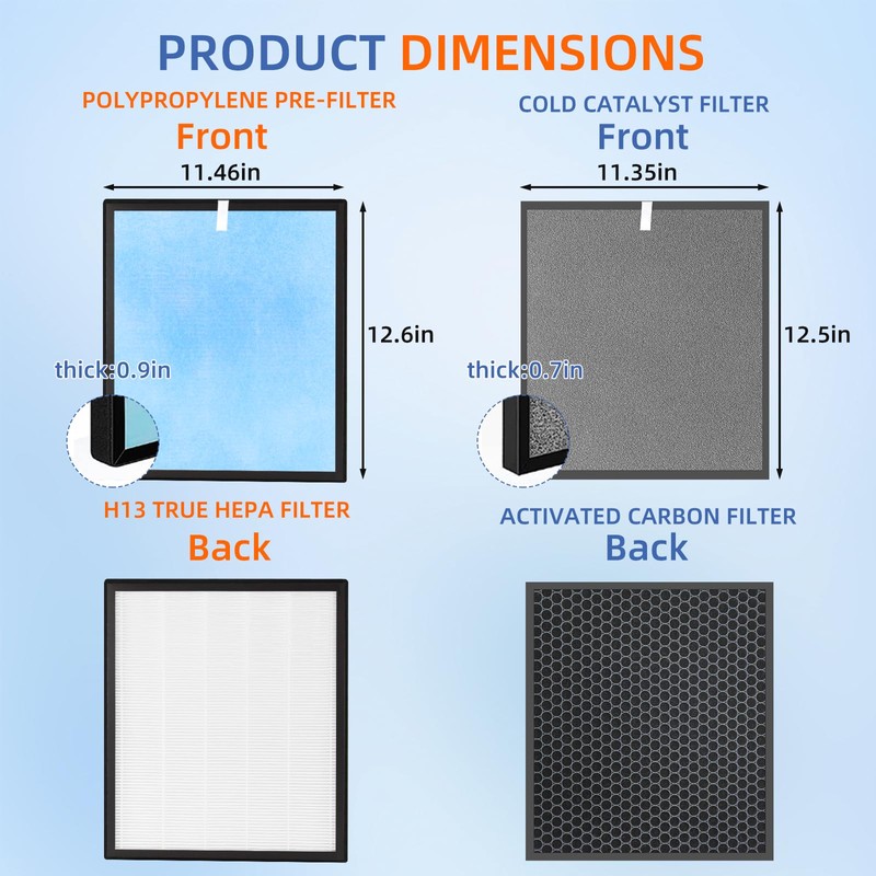 HSP001 Filter Replacements for Air Purifier Filters HSP001,4 in 2