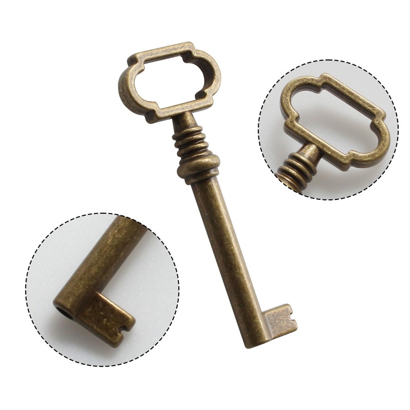VIDABTE KY-12AC Antique Brass Hollow Barrel Skeleton Key,Hollow Barrel Antique