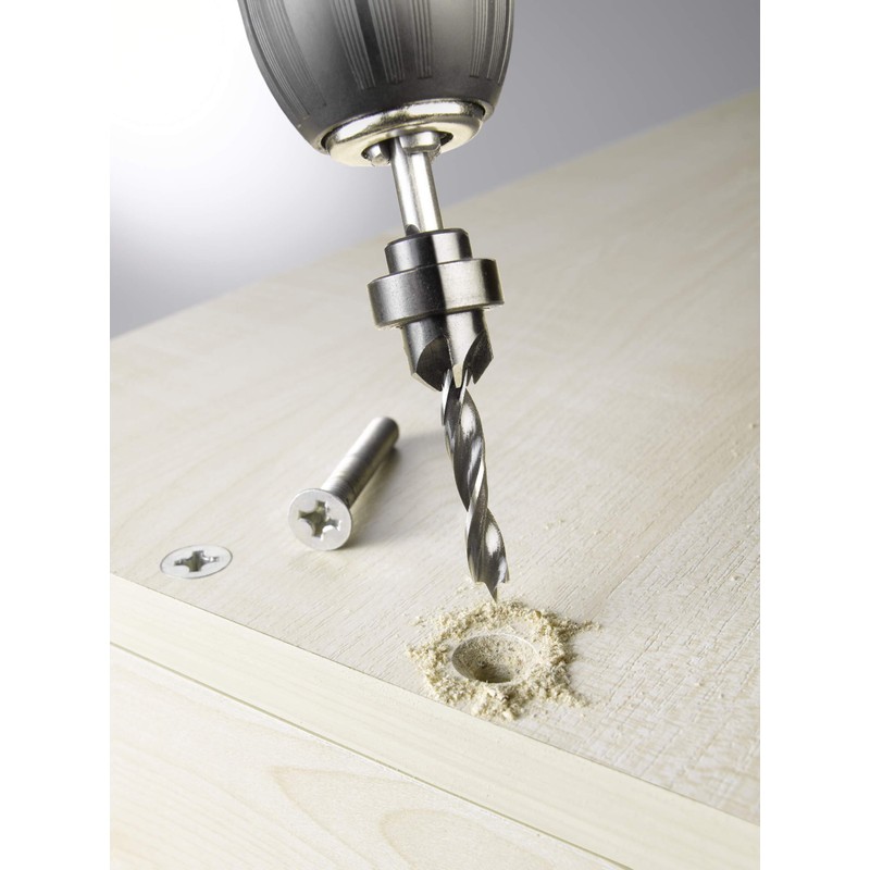 kwb Spiral Wood Drill Bit Set with Countersink and Depth