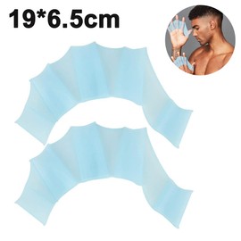 2Pcs Blue Silicone Swim Gear Fins Hand Webbed Flippers Training Glove Fingers Hand Palm Webbed Flippers Training Gloves Water Resistance Swimming Aquatic Gloves Sports and Outdoors