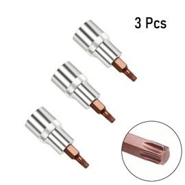 FOCMKEAS 1/4" Drive T30 Torx Bit Socket, S2 Steel Bits, Heat Treated CR-V Steel Star Sockets 1.46" Length, 3 PCS