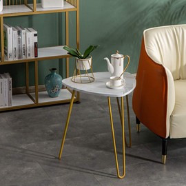 MTFY Large Nesting Triangle End Table,Set of 2 Marble Coffee Table End Side Tables Sofa Console Tables Modern Decor Furniture for Living Room Balcony Home and Office