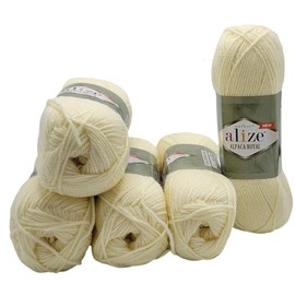 5 x 100 g Ilkadim Export Alpaca Royal Knitting Wool, 500 g Knitting Yarn Plain with 30% Alpaca Wool (Cream 01)