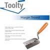 Toolty Margin Trowel, Plastering Trowel, 80mm - Wooden Handle, DIY