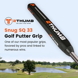 2 Thumb SNUG SQ 33 Golf Putter Grip | High-Quality Golf Grips with Soft & Flat Surface Texture Control | Lightweight and Comfortable Grip Handling Golf Club Grips | W-33mm x D-33mm - Black