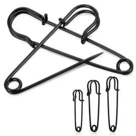 Yuomeaz 30 Stück Sicherheitsnadeln Groß 5/6/7 cm Safety Pins, Sicherheitsnadeln Schwerlast für Kleidung, Dicke Stoffe, Alle Arten von Handarbeiten, Decken (Schwarz)