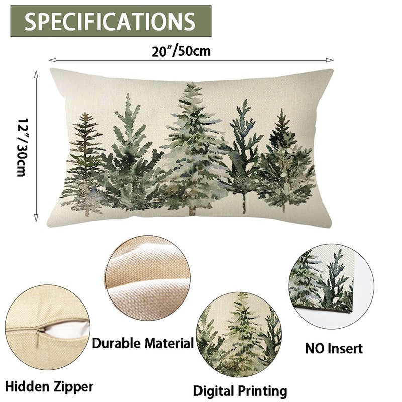 Ogiselestyle Christmas Winter Trees Lumbar Throw Pillow Cover, 12 x