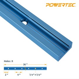 POWERTEC 71119V 36 Inch Double-Cut Profile Universal T-Track with Predrilled Mounting Holes, 2-Pack, T Track for Woodworking Jigs and Fixtures, Drill Press Table, Router Table, Workbench