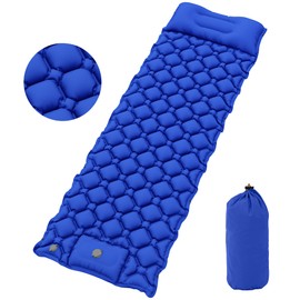 YITAHOME Self-Inflating Ultralight Camping Air Mattress with Built-in Pump and Cushion, Camping Mattress with Carry Bag and Foot Pump for Outdoor, Camping, Travel, Hiking (Sapphire Blue)