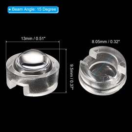 PATIKIL 13 mm LED Convex Lens, Pack of 15, 15° Beam Angle, Acrylic LED Optical Convex Condenser Lens for 1 W 3 W LED Lamp Beads, Infrared Camera, Transparent