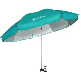 AMMSUN XL Chair Umbrella with Universal Clamp Adjustable 52 inches and 360-degree Swivel UPF 50+, Portable Clamp on Camping or Beach Chair, Stroller, Wheelchair, Golf cart, Turquoise, Large-sized
