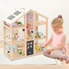 Pillowhale Wooden Dollhouse, Doll House with 38Pcs Furniture Accessories,3 Story