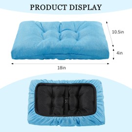 Rectangular Stool Cushion Set of 2, Soft Saddle Stool Cushions with Ties, Nonslip and Washable, Light Blue, 18 x 10.5 x 4 Inch