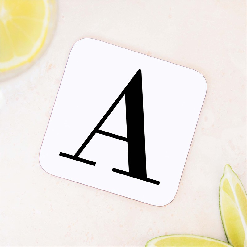 Alphabet Initial Letter Wooden Drinks Coaster Mat Gift