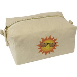 'Happy Sun with Sunglasses' Canvas Wash Bag/Makeup Case (CS00044258)