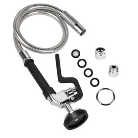 Pre Rinse Hose with Sprayer Valve, 38 Inch Commercial Dish Spray Hose with Spray Head for Commercial Restaurant Kitchen Faucet -Black