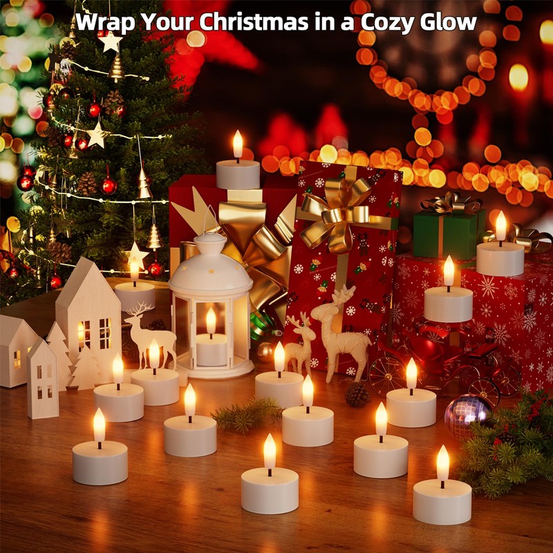 Rechargeable Flameless Tea Lights Candles with Charging Station 6Pcs Battery