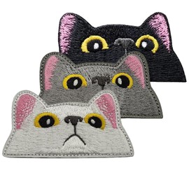 Anfiodas Cat Iron Patch Popular Set Embroidery Patch Cute Animal Funny Embroidery Patch Repair Paste or Sew