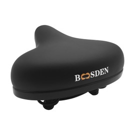 BOOSDEN Bicycle Seat, Comfortable Bike Seat, Mountain Bike Seats for Men & Women, Road Bike Saddle with Shockproof Memory Foam, Waterproof Leather Universal Bicycle Saddle for BMX, MTB & Road(Black)