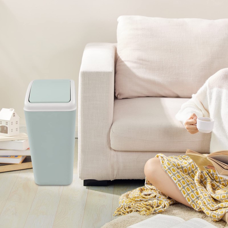 Vareone 15 L Plastic Slim Trash Bin with Swing Lid,